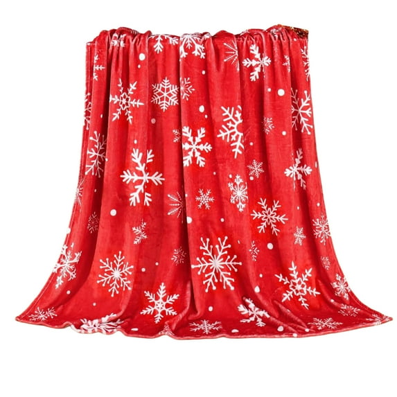 Hvmvliv Christmas Throw Blanket 40x51in Snowflake Christmas Print Soft Warm Nap Blanket for Sofa Bed Camping Festival Use Multicolor