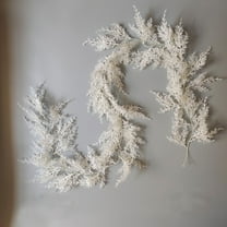 Hvmvliv Christmas Tinsel Garland 6ft White Christmas Simulation Pine Cedar Rattan Artificial Snowy Garland for Home Indoor and Outdoor Winter Decoration White