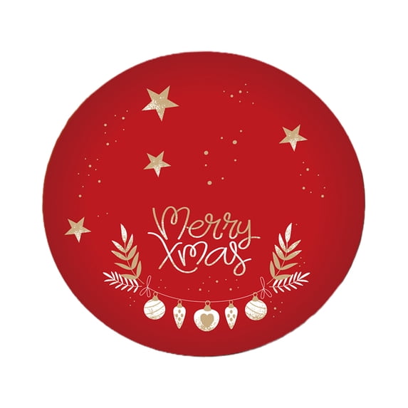 Hvmvliv Christmas Tree Skirt 24 inch Polyester Low‑Pile Holiday Printed Rug, Stable Easy‑Maintain Xmas Tree Base Cover For Modern Style Home Christmas Decoration Red