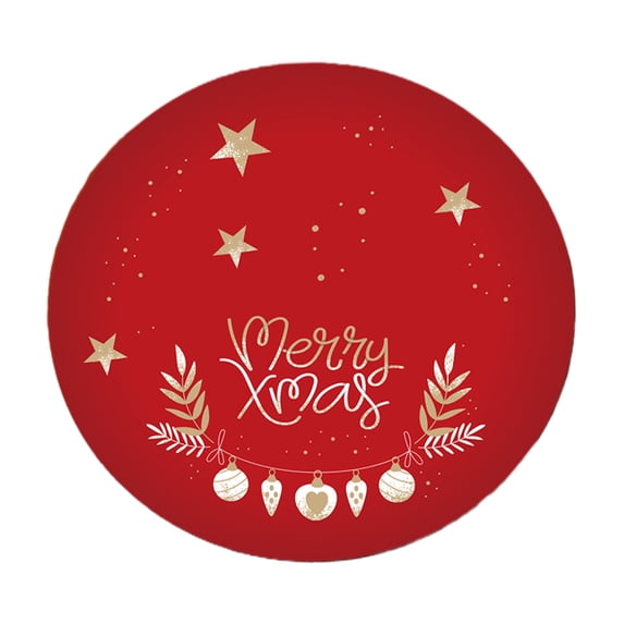 Hvmvliv Christmas Tree Skirt 32 inch Polyester Low‑Pile Holiday Printed Rug, Stable Easy‑Maintain Xmas Tree Base Cover For Modern Style Home Christmas Decoration Red