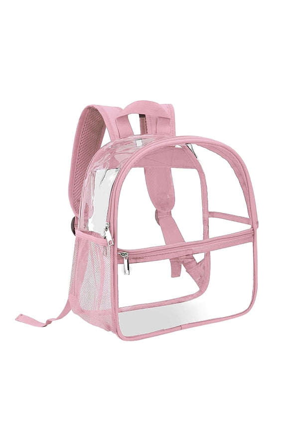 Clear Backpack Transparent Small Backpack with Visible Middle Teen Mini Knapsack, Outdoor Travel Beach Sackpack, Multi Pvc Waterproof Storage Backpack Pink