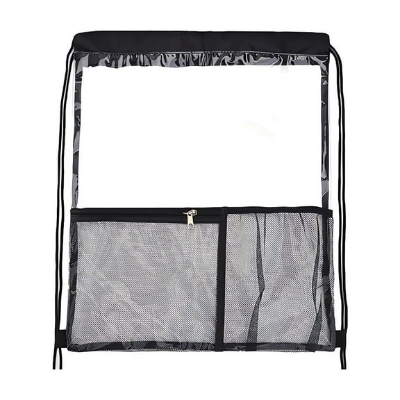 Hvmvliv Clear Drawstring Backpack 19x16in Water-Proof Transparent Knapsack with Drawstring Pvc Clear Drawstring Backpack Sports Storage Backpack for Stadium Travel Beach Black