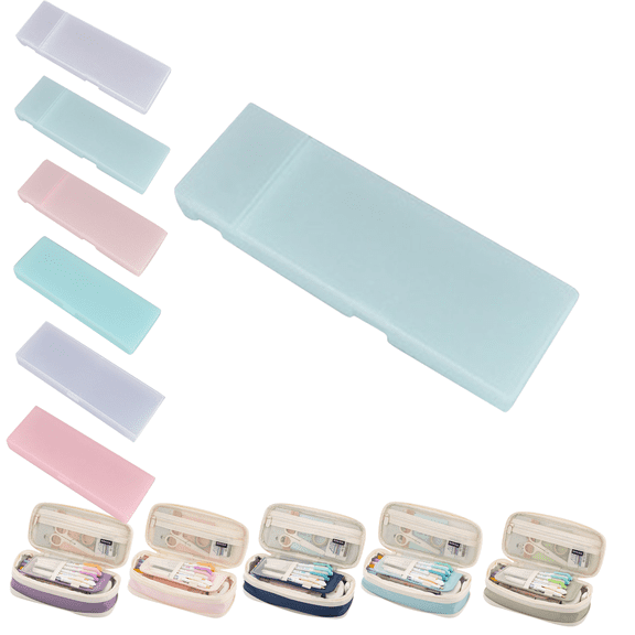 Hvmvliv Clear Pencil Box Translucent Multifunctional Plastic Stationery Box Snap-tight Lid Stackable Organizer