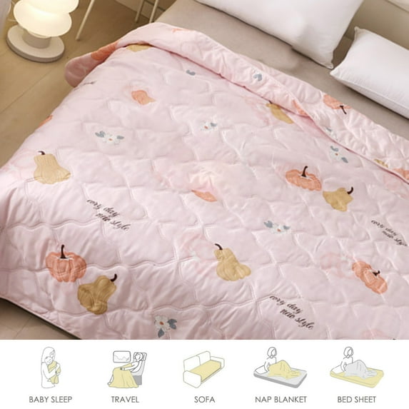 Hvmvliv Cooling Quilt 100x150cm Friendly Plain Printed Washed Summer Quilt Ventilation Quilt Electric Cold Blankets for Summer Multicolor