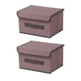thumbnail image 1 of Hvmvliv Cotton and Linen Cloth Covered Storage Box Set of 2, Household Daily Washing Box for Clothing and Debris, Foldable with Lid & Handle Brown, 1 of 7