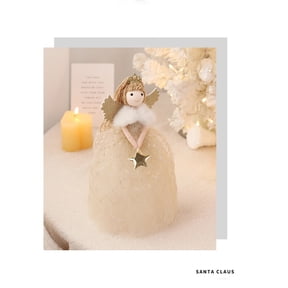 Hvmvliv Cute Angele Christmas Tree Topper Beautiful Fabric Angle Doll Xmas Tree Top Ornament Christmas Tree Decoration Gold
