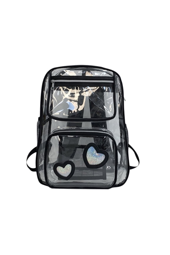 Cute Backpack Transparent Clear School Backpack,Water-Resistant Pvc Plastic,Reinforced Shoulder Straps,Suitable for You to Carry Your Book Black