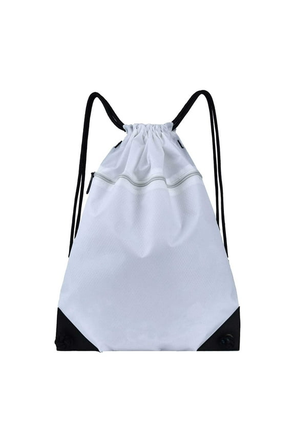 Drawstring Backpack Sports Backpack for Boys Girls Ball Sneakers Storage Drawstring Knapsack Oxford Cloth Waterproof Knapsack White