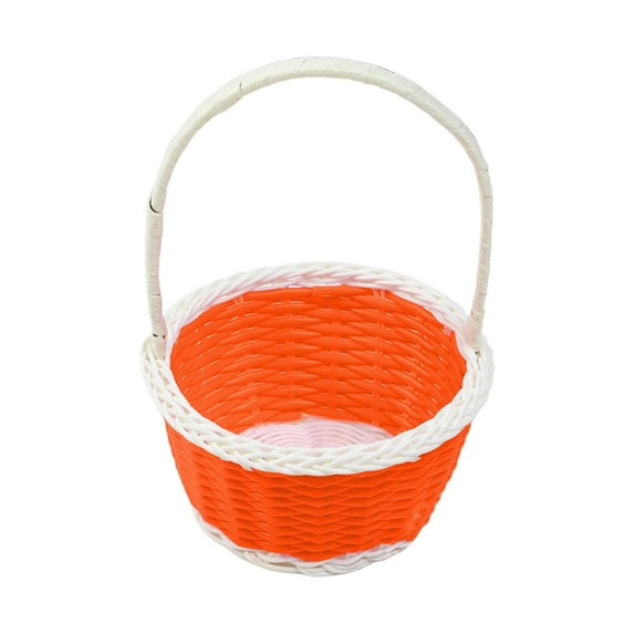 Hvmvliv Easter Basket Mini Plastic Woven Easter Basket, Small Decorative Basket for DIY Crafts, Home Decor & Party Favors, Multicolor Orange