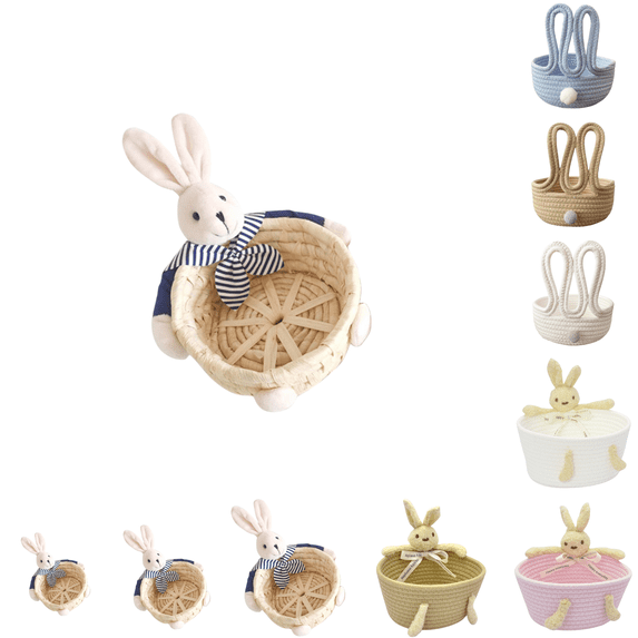 Hvmvliv Easter Basket Straw Woven Corn Husk Easter Basket, Plastic Storage Decor for Eggs & Crafts, Home Decoration in Multiple Sizes White