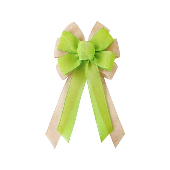 Hvmvliv Easter Bow Decor Handcrafted Faux Linen Bow, Festive Decorative Ribbon for Wreath Gift Party Decor Green
