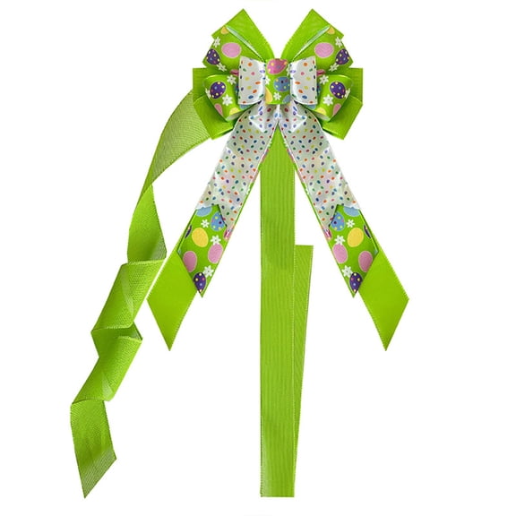 Hvmvliv Easter Bow Decor Linen Bow Ribbon, Spring Wreath Accessory for Door Gift Packaging Decor Green