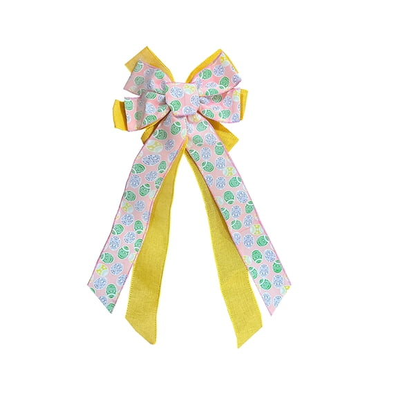 Hvmvliv Easter Bunny & Egg Printed Velvet Bow Large Polyester Decorative Ribbon for Wreath, Gift, Table Centerpiece, 28x63cm, Reusable & Colorful Multicolor