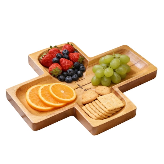 Hvmvliv Easter Wooden Charcuterie Board Wooden Serving Bowl with Food Dividers, Large Capacity Tray for Cheese Platters and Snacks Brown