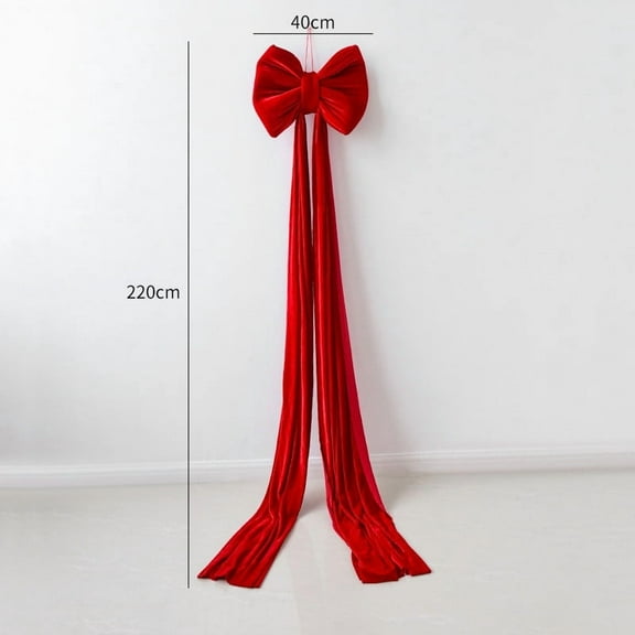 Hvmvliv Extra Large 117cm Red Bow Christmas Tree Topper, Long Streamers for Home Holiday Decoration, Polyester Material for Mall Hotel Party Decor Red