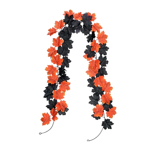 Hvmvliv Fall Garland 78.74in Simulation Maple Leaf Vines Garland Fall Leaf Garland Artificial Maple Fall Leaves Thanksgiving Decor for Home Wedding Fireplace Party Orange