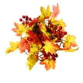 thumbnail image 1 of Hvmvliv Fall Garland 78.87in Thanksgiving Maple Leaf Rattan with Red Fruit Led Copper Light String Indoor Home Party Decorative Garland Orange, 1 of 6