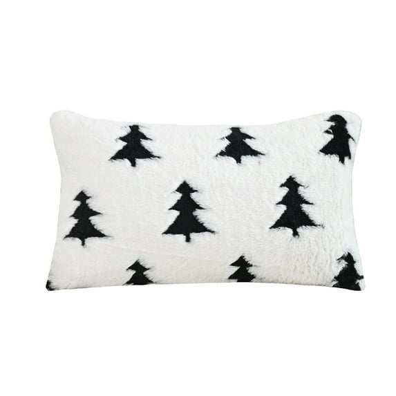 Hvmvliv Festive Christmas Pillow Cover 12x20 Inches Tree Pattern Print For Living Room Sofa And Bed Cushion Seasonal Home Decor Black