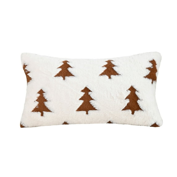 Hvmvliv Festive Christmas Pillow Cover 12x20 Inches Tree Pattern Print For Living Room Sofa And Bed Cushion Seasonal Home Decor Brown