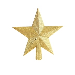 Hvmvliv Five-Pointed Star Christmas Tree Topper Decorations Plastic Shatterproof Star Christmas Tree Top Ornaments Gold