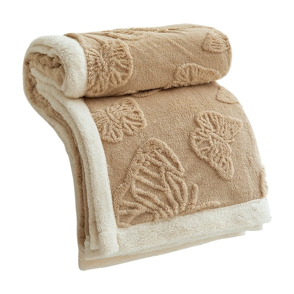 Hvmvliv Fleece Blanket 40x60in Winter Solid Color Double Layer Sheep Pattern Blanket Soft Warm Nap Cover Beige
