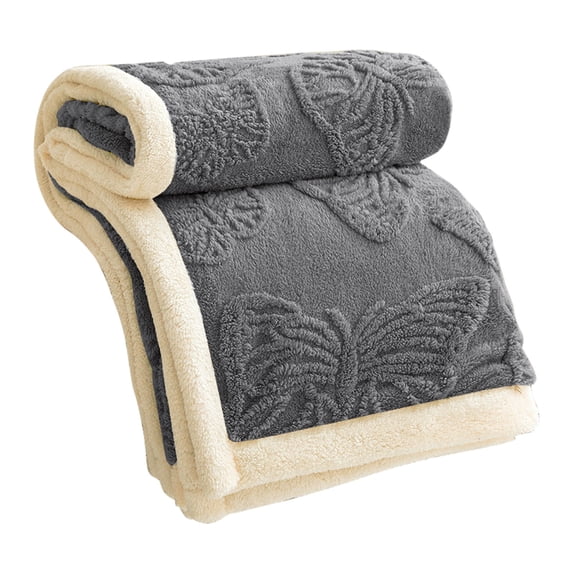 Hvmvliv Fleece Blanket 40x60in Winter Solid Color Double Layer Sheep Pattern Blanket Soft Warm Nap Cover Gray