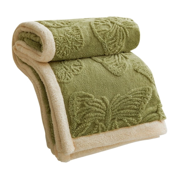 Hvmvliv Fleece Blanket 40x60in Winter Solid Color Double Layer Sheep Pattern Blanket Soft Warm Nap Cover Green