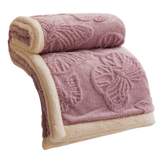 Hvmvliv Fleece Blanket 40x60in Winter Solid Color Double Layer Sheep Pattern Blanket Soft Warm Nap Cover Purple