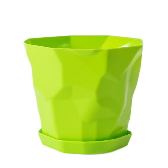 Hvmvliv Flower Pot Multi-Color Bonsai Planter Box for Patio Gardening - 15x12.5x11.5cm Plastic Decorative Planting Pot with Pallet for Indoor Outdoor Use Green