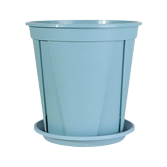 Hvmvliv Flower Pot Plastic Plant Pots with Saucers and Drain Holes - Indoor Outdoor Modern Flower Pots for Succulents Herbs Cactus 12x10x8cm Blue