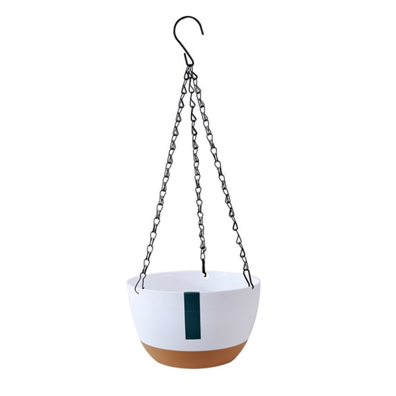 Hvmvliv Flowerpot Hanging Basket Flower Pot with Automatic Water Absorption - 20.5x12.5cm Home Balcony Green Plants Planter with Watering System White
