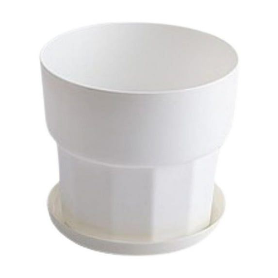 Hvmvliv Flowerpot Large Plastic Plant Pots with Saucers - 17x15.5x13cm Indoor Outdoor Flower Pots with Drain Holes for Succulents Herbs Cactus White