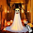 thumbnail image 1 of Hvmvliv Ghost Decor 82in Scary Halloween Ghost Decoration with Remote Control Lighted Spooky Ghost with Witch Hat Easy To Assemble Ghost Decorations for Front Porch Yard White, 1 of 9
