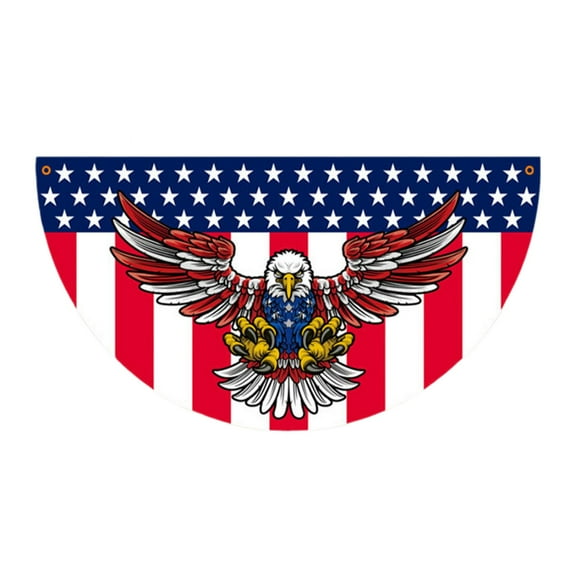 Hvmvliv Half Circles USA Flag (35.43x17.71in) Independence Day Polyester Half Fan Flag Red White and Blue Printing Hanging USA Bunting Memorial Day Party Garden Yard Porch Decorations Multicolor