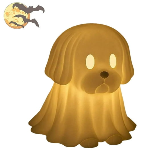Hvmvliv Halloween Dachshund Ghost Lamp Usb Powered Cute Glowing Ghost Dog Figurines for Halloween Decor Statues Nightlight for Home Decor White