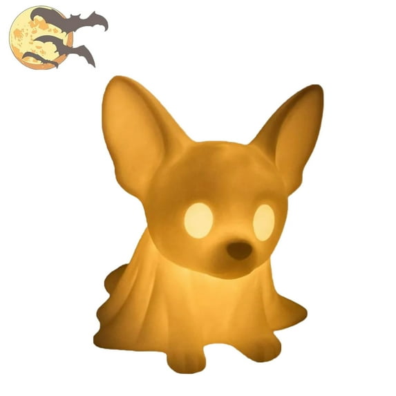 Hvmvliv Halloween Dachshund Ghost Lamp Usb Powered Cute Glowing Ghost Dog Figurines for Halloween Decor Statues Nightlight for Home Decor White