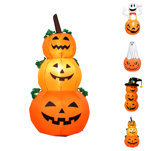 Hvmvliv Halloween Inflatable Pumpkin Ghost Decoration 1.2M with Built-in Blower for Yard Garden Party Outdoor Scene Display