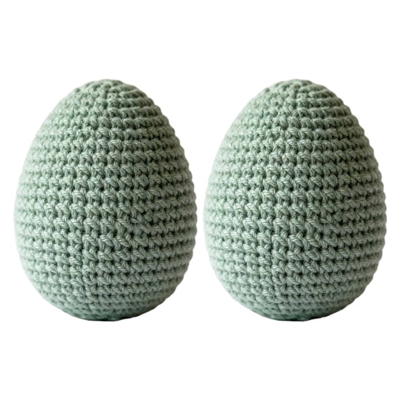 Hvmvliv Hand Crocheted Easter Egg Decor with Foam Fill Knitted Soft Texture Ornaments, Blue Beige Green Orange Khaki Yellow, 5x7cm, for Tree & Basket Green