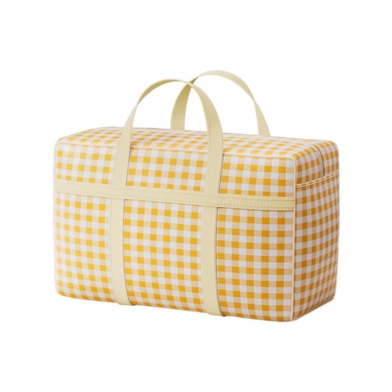 Hvmvliv Heavy Duty Polyester Storage Bag, Clothing Quilt Organizer with Reinforced Carrying Handles, Double Zipper for Moving & Storage Yellow