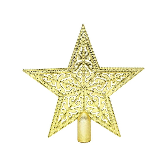 Hvmvliv Hollow Christmas Star Tree Topper Plastic Shatterproof Star Xmas Tree Top Decoration Gold