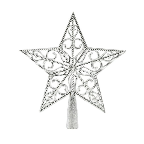 Hvmvliv Hollow Star Christmas Tree Topper Xmas Treetop Ornament Holiday Shatterproof Five Pointed Star Christmas Tree Top Decoration Silver