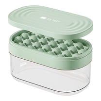 Hvmvliv Ice Molds 24-Compartments Round-Shape Food-Grade Ice Cubes Trays with Lid and Bin Household Food Grade Silicone Ice Tray Come with Ice Shovel Green