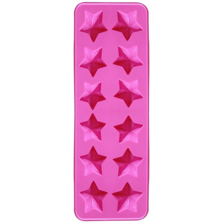 Hvmvliv Ice Trays 12-Compartments Star-Shape Ice Cubes Tray Reusable Ice Molds Cute Food Grade Silicone Ice Block Making Trays Pink