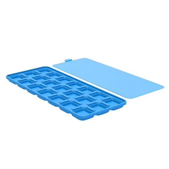 Hvmvliv Ice Trays 21-Compartments Square-Shape Folding Ice Blocks Making Trays with Lid Easy Release Ice Cubes Molds Press Type Food Grade Silicone Ice Molds Blue