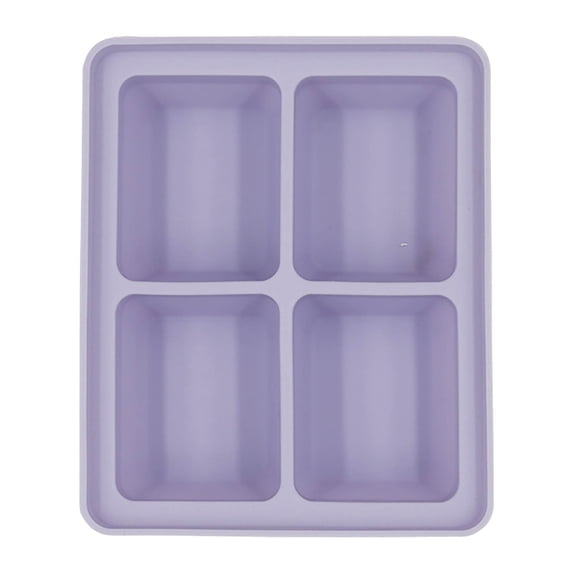 Hvmvliv Ice Trays 4-Compartments Rectangle-Shape Ice Cubes Trays Large Size Ice Blocks Making Molds with Removable Lids Reusable for Whiskey, Cocktail, Stackable Ice Cubes Purple