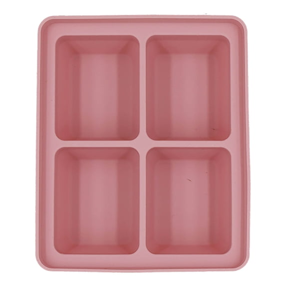 Hvmvliv Ice Trays 4-Compartments Rectangle-Shape Ice Cubes Trays Large Size Ice Blocks Making Molds with Removable Lids Reusable for Whiskey, Cocktail, Stackable Ice Cubes Pink