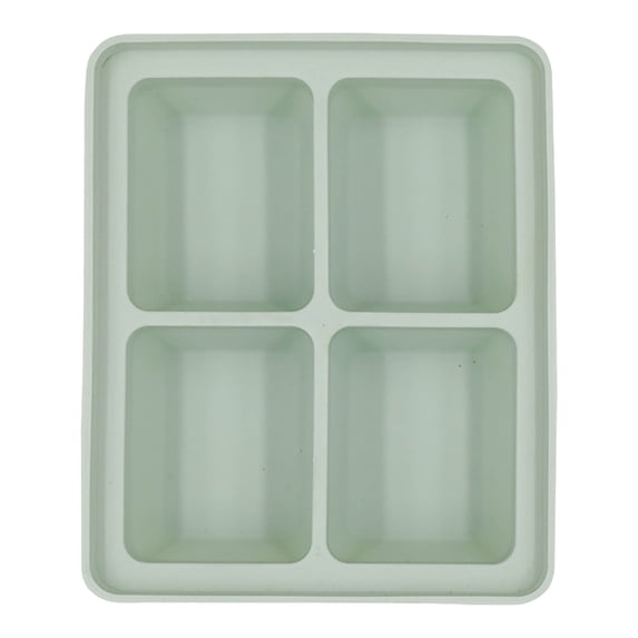 Hvmvliv Ice Trays 4-Compartments Rectangle-Shape Ice Cubes Trays Large Size Ice Blocks Making Molds with Removable Lids Reusable for Whiskey, Cocktail, Stackable Ice Cubes Green