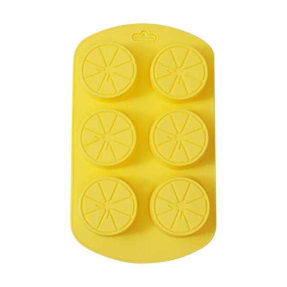 Hvmvliv Ice Trays 6-Compartments Lemon-Shape Fruit Molds for Ice Food Grade Silica Gel Ice Cubes Trays Reusable Leak Proof Ice Molds for Home Commercial Freezer Yellow