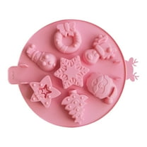 Hvmvliv Ice Trays 7-Compartments Christmas Tree-Shape Christmas Ice Cubes Trays Reusable Cute Ice Blocks Making Molds Food Grade Silicone Ice Moulds Pink