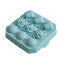 Hvmvliv Ice Trays 9-Compartments Rose-Shape Food Grade Silicone Ice Cubes Trays with Leak Proof Lid Reusable Home Bar Ice Blocks Molds for Freezer Blue